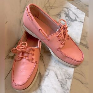Classic J. Crew coral boat shoes